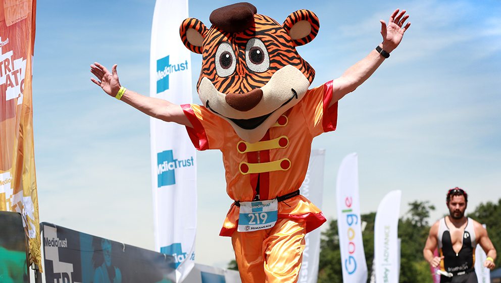 Boris the Tiger at the 2017 Media Industry triathlon