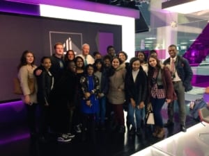 Creativity works trainees with Jon Snow in the Channel 4 news rooms