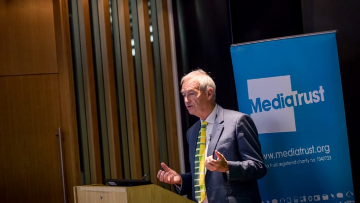 Jon Snow speaking at Media Trust Stronger Voices event