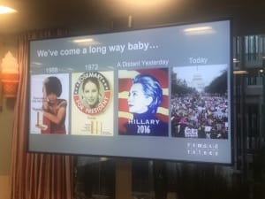 A slide from Female Tribes presentation at 2018 Women's Voices event