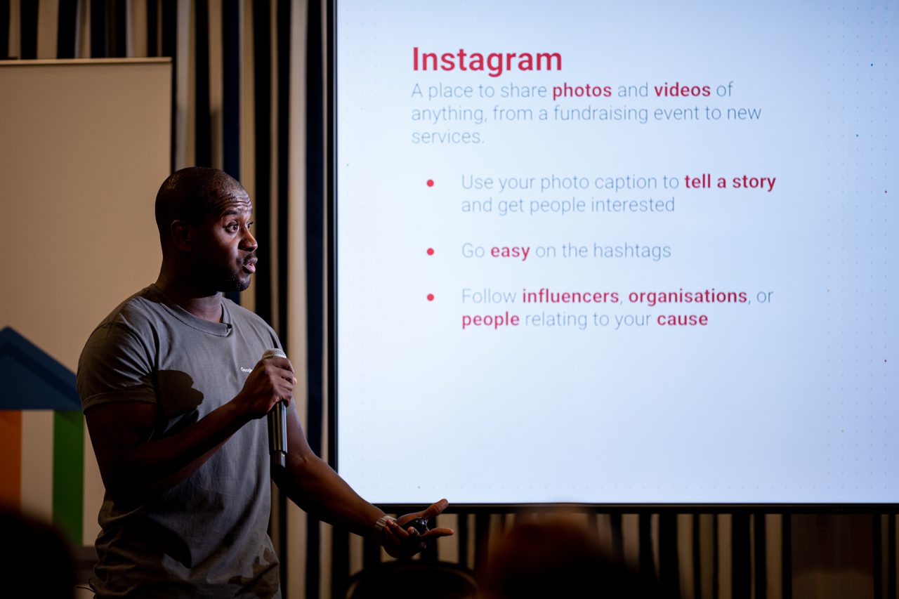 Google Digital Garage Head of Training, Gori talks delegates through a slide about Instagram