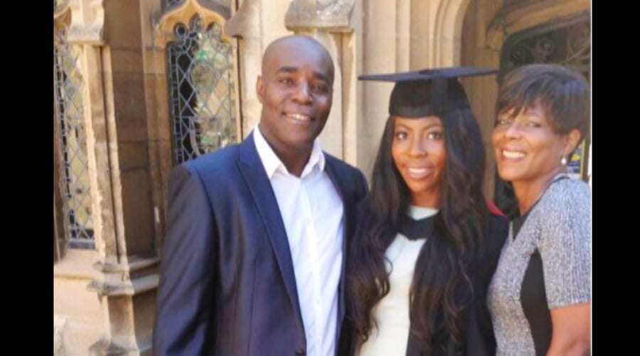 Shanice-Kay with her parents at her graduation