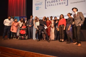 2018 Vlog star finalists on stage at Bafta
