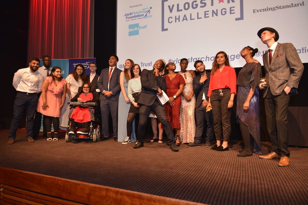2018 Vlog star finalists on stage at Bafta