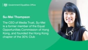 Su-Mei's headshot with a short description reading: "The CEO of Media Trust, Su-Mei is a former member of the Equal Opportunities Commission of Hong Kong.