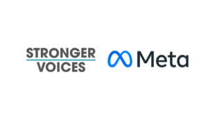 Stronger Voices and Meta logos