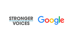 Stronger Voices and Google logos.