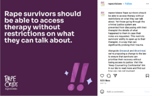 Screenshot from Rape Crisis Instagram.