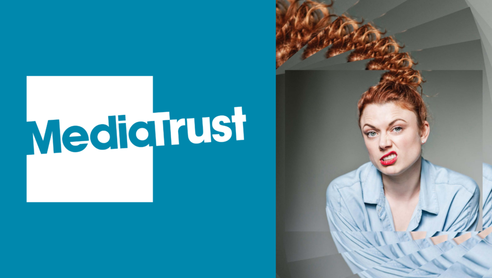 Media Trust logo and Hannah headshot