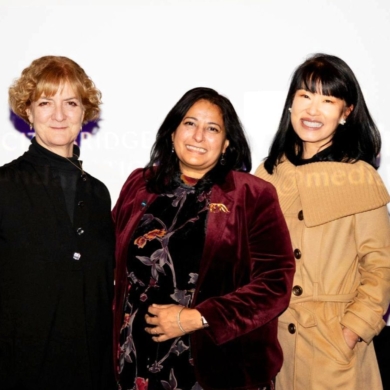 From left: BAFTA chair Sara Putt, City Bridge Foundation funding committee chair Nighat Qureishi and Media Trust CEO Su-Mei Thompson at the celebration event at the Everyman Borough Yards cinema