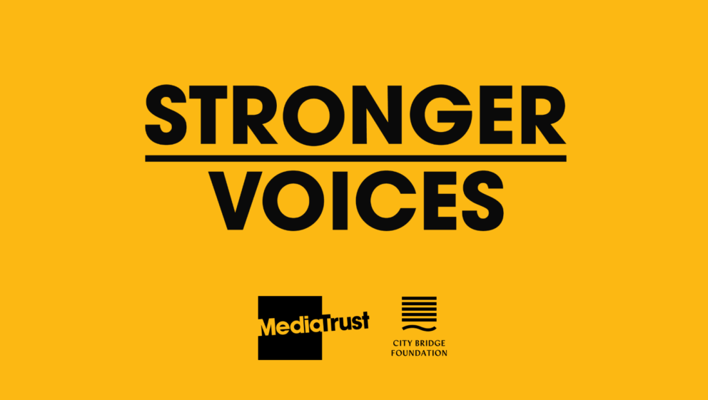 Logos for Stronger Voices, Media Trust and City Bridge Foundation