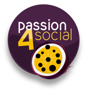 Purple and yellow logo for Passion 4 Social