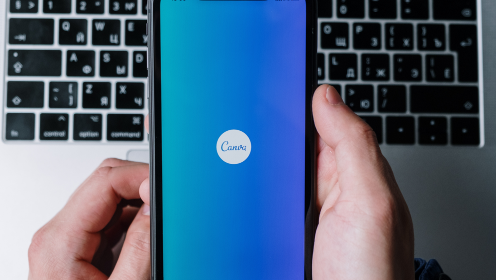 Canva logo on a mobile phone